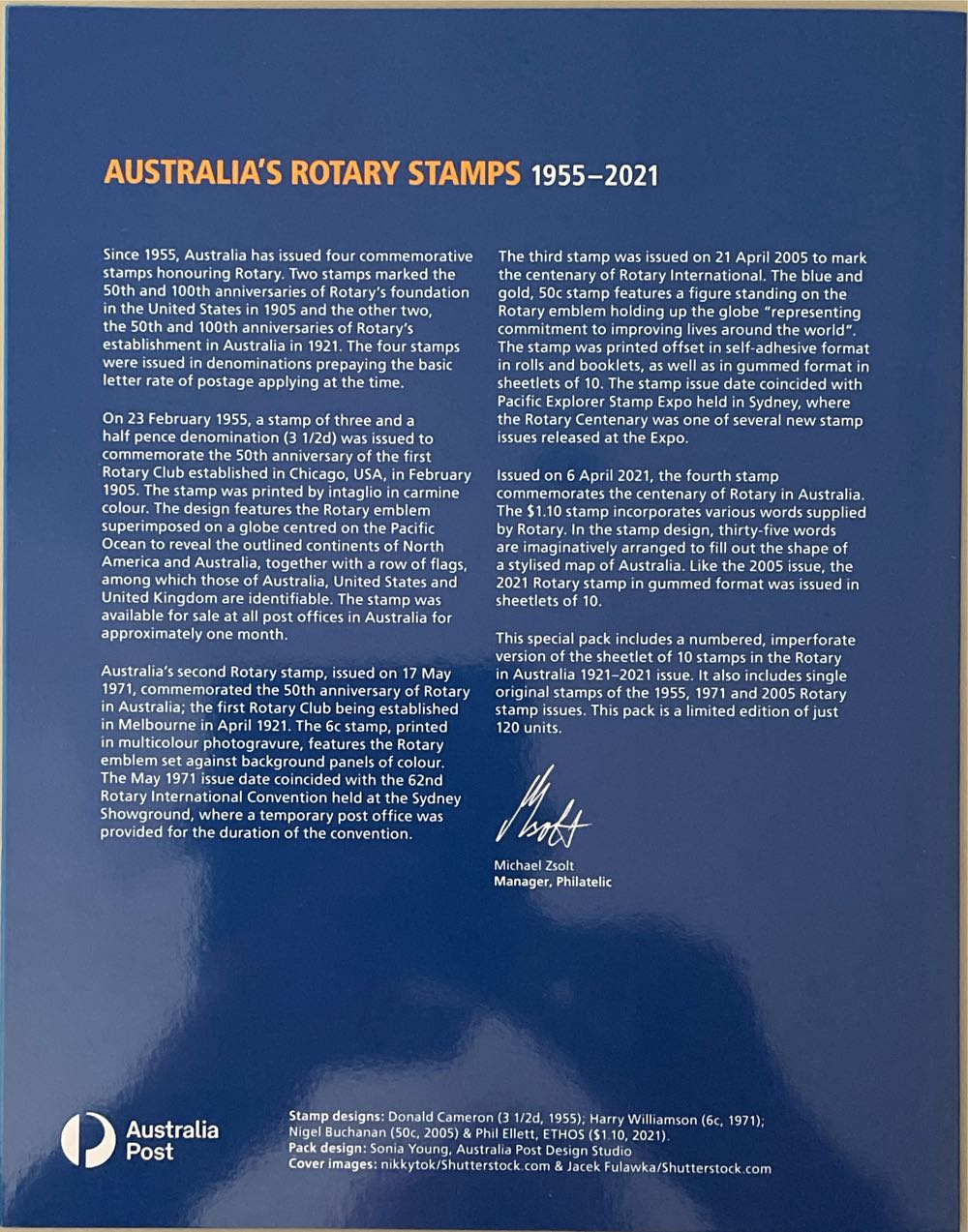 Rotary In Australia 1921 - 2021  stamp collectible - Main Image 2