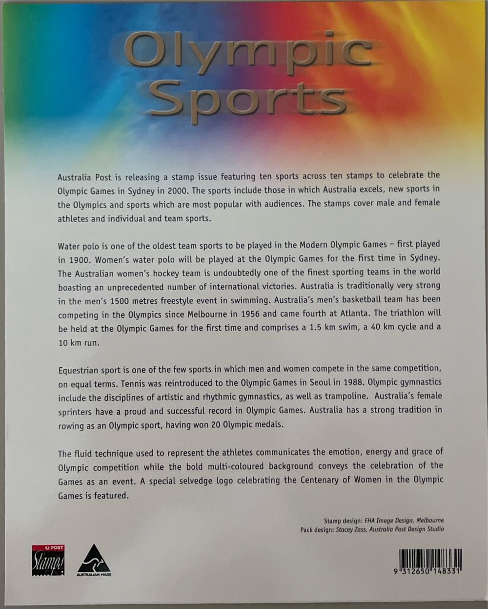 45c Sydney Olympic Sports 10 Stamp Set Mint  stamp collectible [Barcode 9312650148331] - Main Image 2