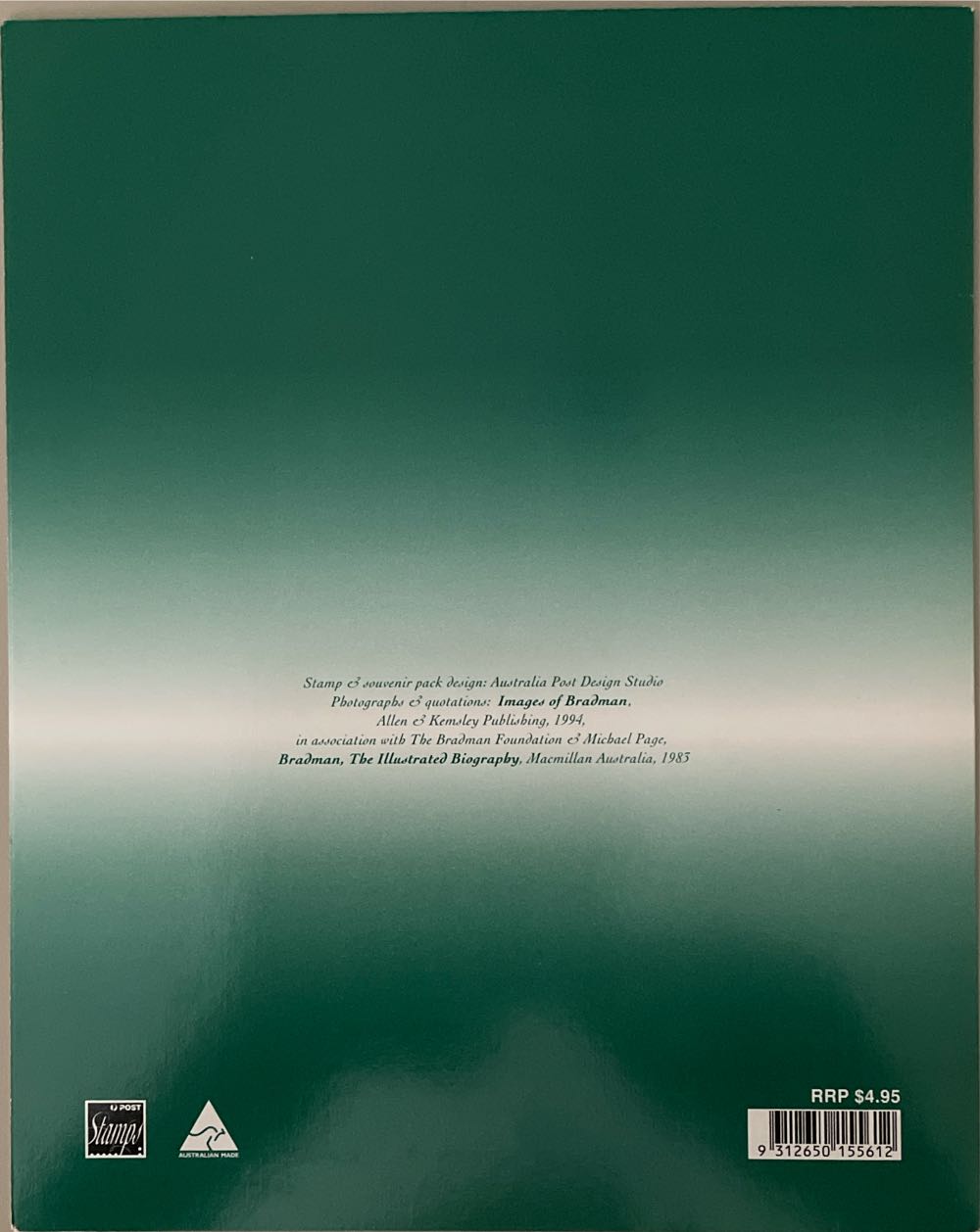 Australia Post Legends Stamps: Vale Don Bradman Sealed Mini Sheet Of 10  stamp collectible [Barcode 9312650155612] - Main Image 2