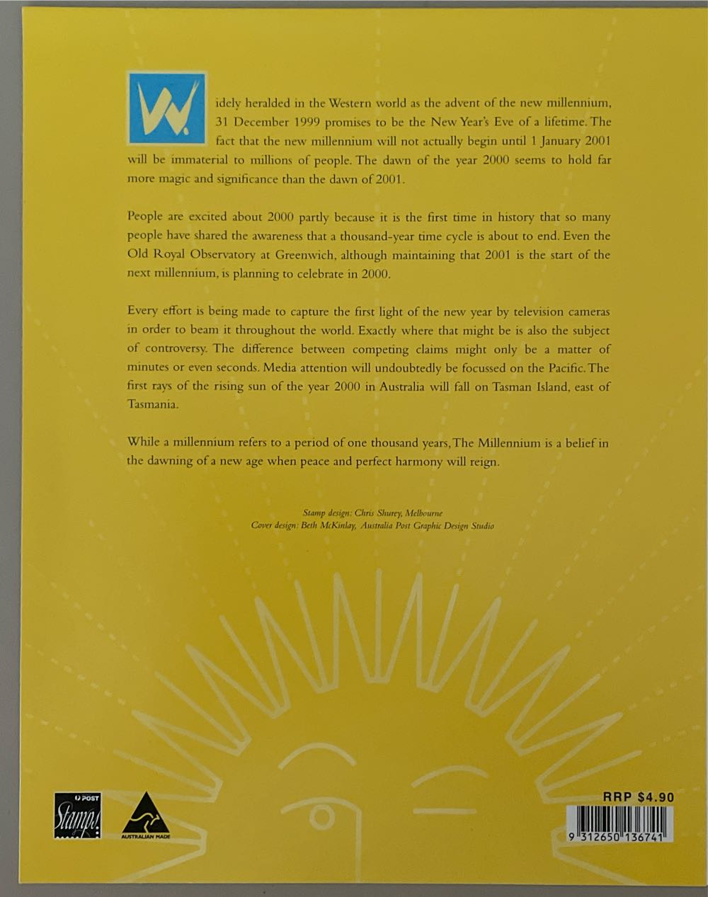 Australia Post Celebrate Mini Sheet Of 10 Stamps In Souvenir Folder  stamp collectible [Barcode 9312650136741] - Main Image 2