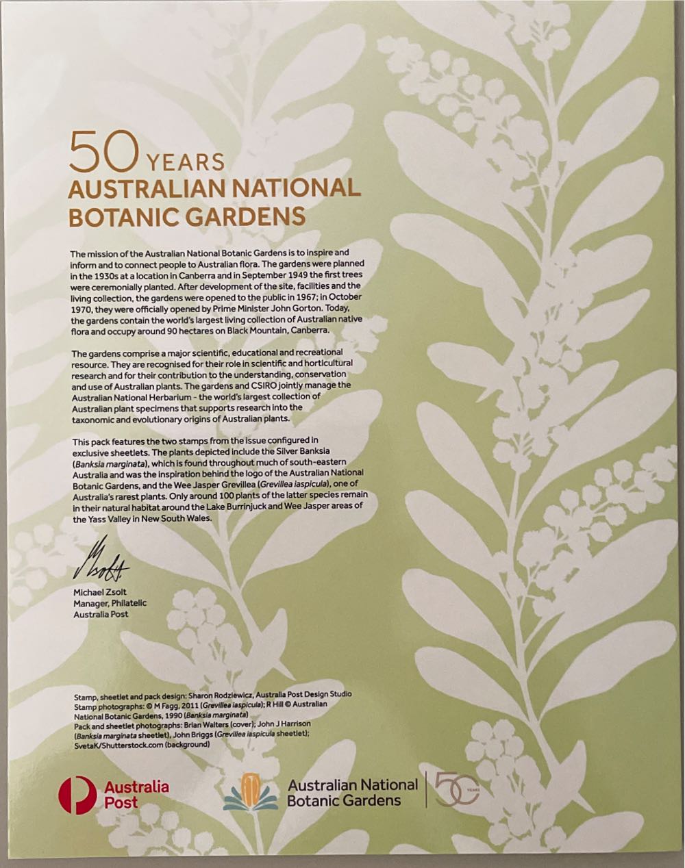 50 Years Australian National Botanic Gardens  stamp collectible - Main Image 2