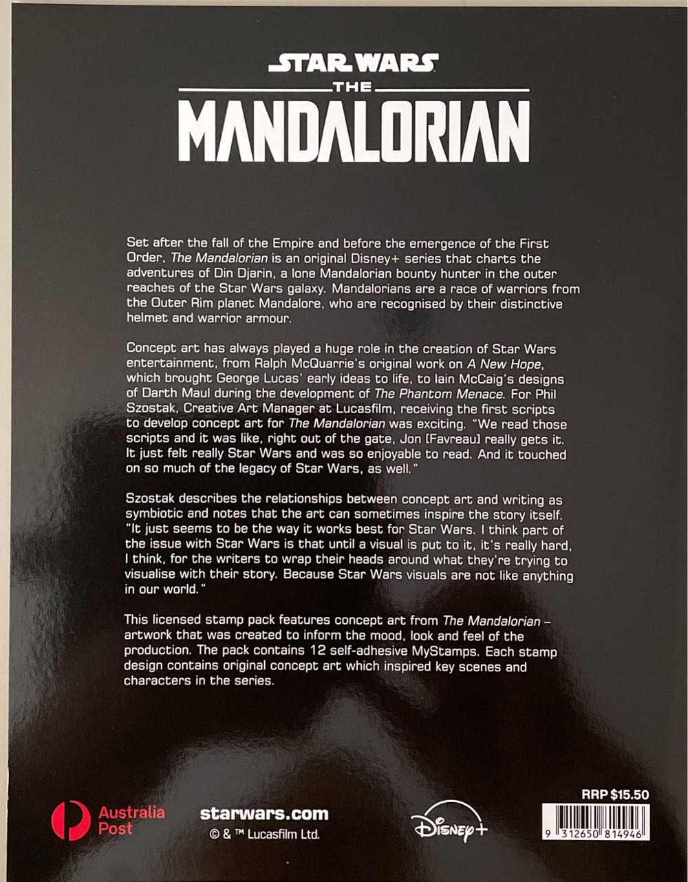 Stamp Pack Australia Star Wars Mandalorian Self Adhesive Out Of Print S1  stamp collectible [Barcode 9312650814946] - Main Image 2