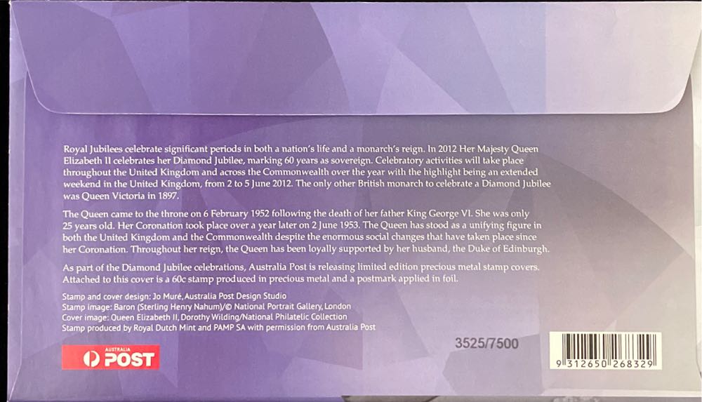 Qeii Diamond Jubilee Fdc Metal Stamp.limited Release Scarce 3525 7500  stamp collectible [Barcode 9312650268329] - Main Image 3