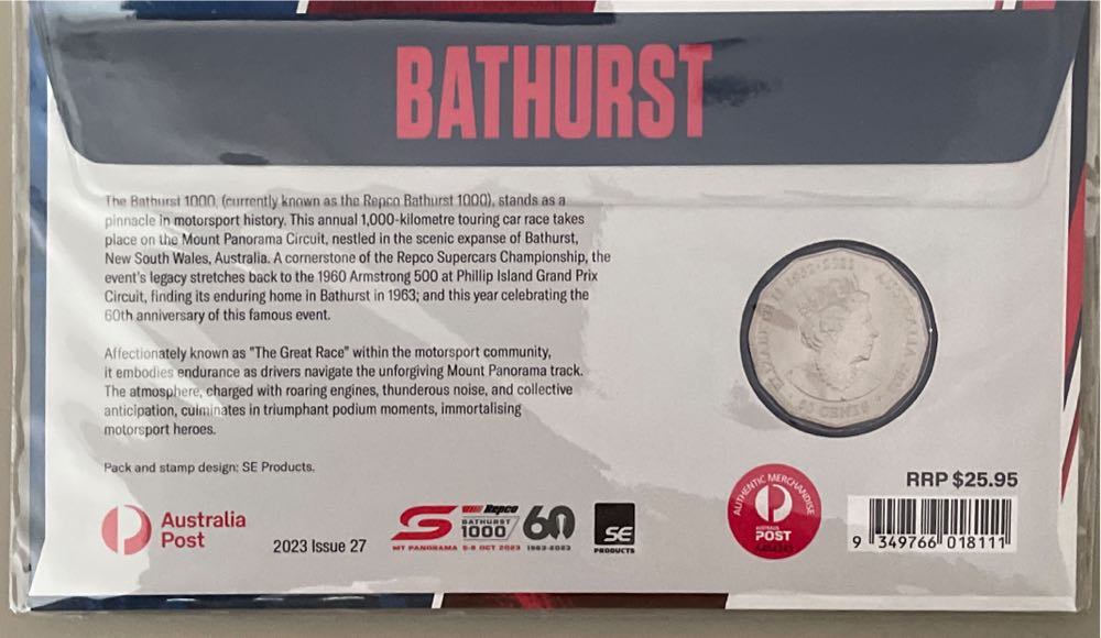 Pnc Australia Bathurst Great Race 60th Anniversary Ram 50c Coloured Coin  stamp collectible [Barcode 9349766018111] - Main Image 2