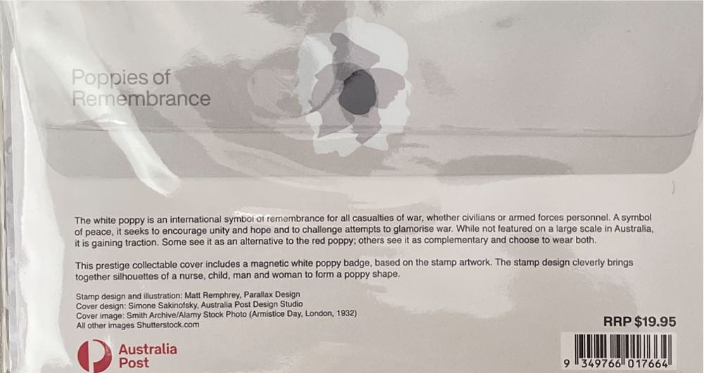 Poppies Of Remembrance For Service & Sacrifice Prestige Fdc White  stamp collectible [Barcode 9349766017664] - Main Image 2