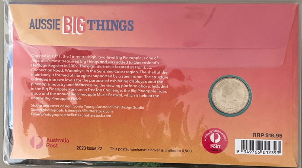 Pnc Australia Aussie Big Things The Big Pineapple Royal Aust Mint $1 Coin  stamp collectible [Barcode 9349766012393] - Main Image 2