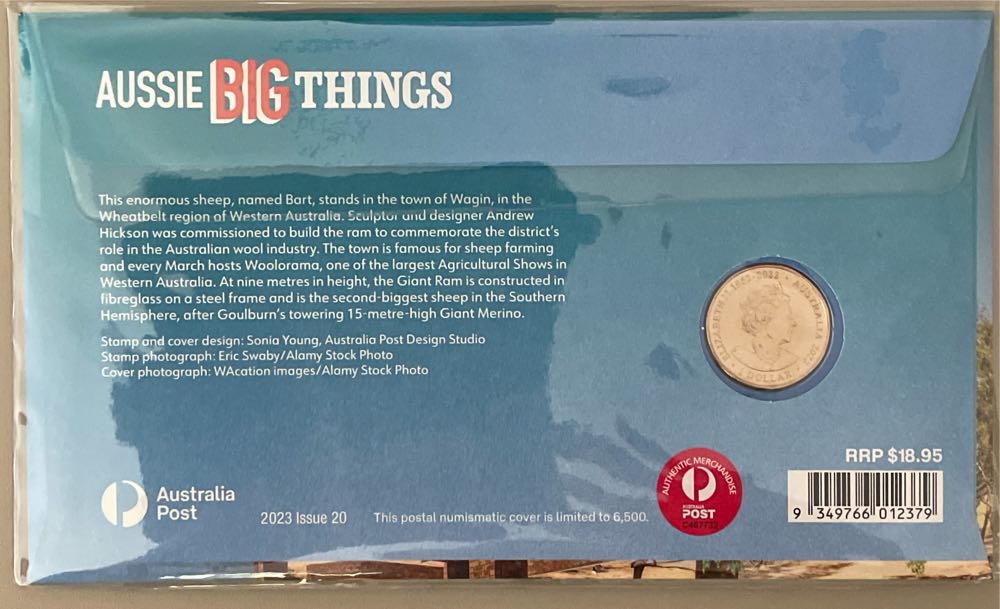 Pnc Australia Aussie Big Things Giant Ram Royal Australian Mint $1 Coin  stamp collectible [Barcode 9349766012379] - Main Image 2