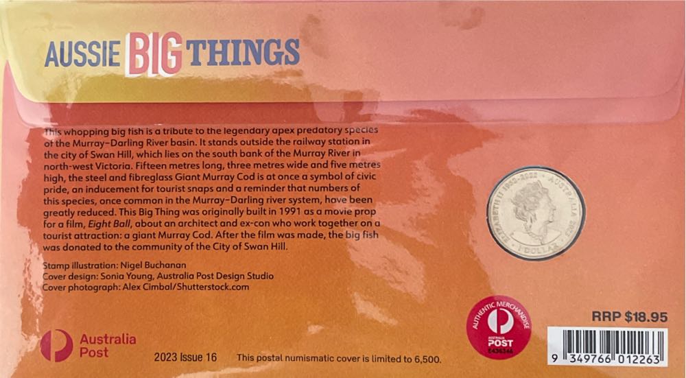 Pnc Australia Aussie Big Things Giant Murray Cod Royal Aust Mint $1 Coin  stamp collectible [Barcode 9349766012263] - Main Image 2