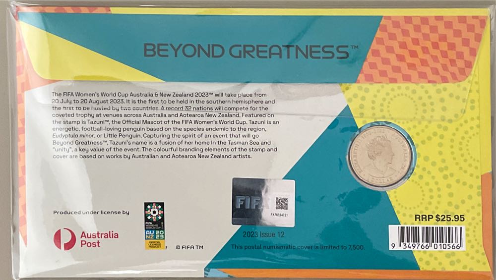 Pnc Australia Fifa Women’s World Cup Ram $1 Coin With Envelope Privy Mark  stamp collectible [Barcode 9349766010566] - Main Image 2