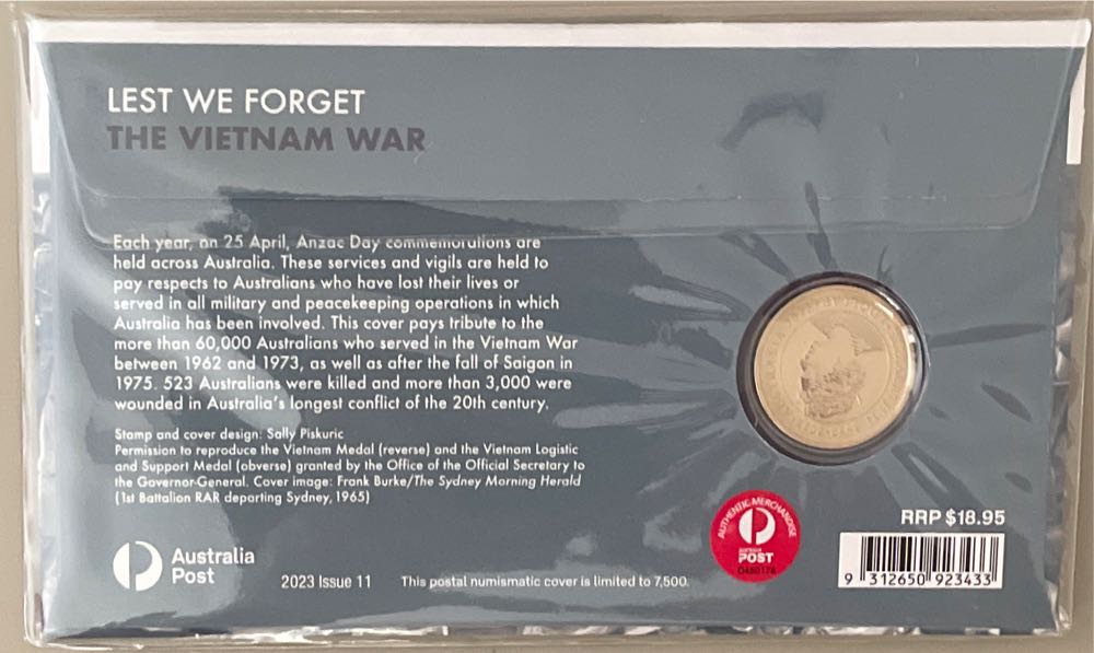 Pnc Australia Lest We Forget The Vietnam War Perth Mint $1 Coin  stamp collectible [Barcode 9312650923433] - Main Image 2