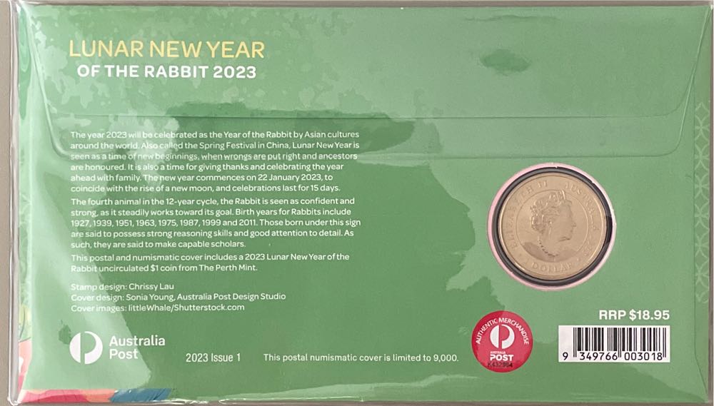 Lunar New Year Of The Rabbit $1 Coin Pnc Anda Melbourne Money Expo  stamp collectible [Barcode 9349766003018] - Main Image 2