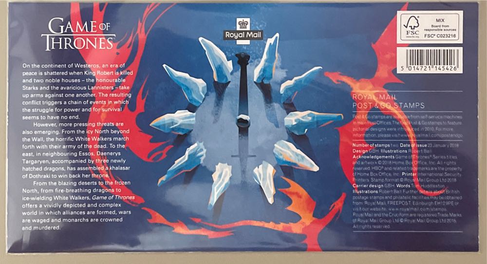 Game Of Thrones - Post & Go  stamp collectible [Barcode 5014721145426] - Main Image 2