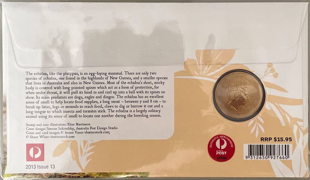 Australia Australian Bush Babies Echidna Perth Mint $1 Unc Coin Pnc Australia Bush & ” Issue 13  stamp collectible [Barcode 9312650927660] - Main Image 2