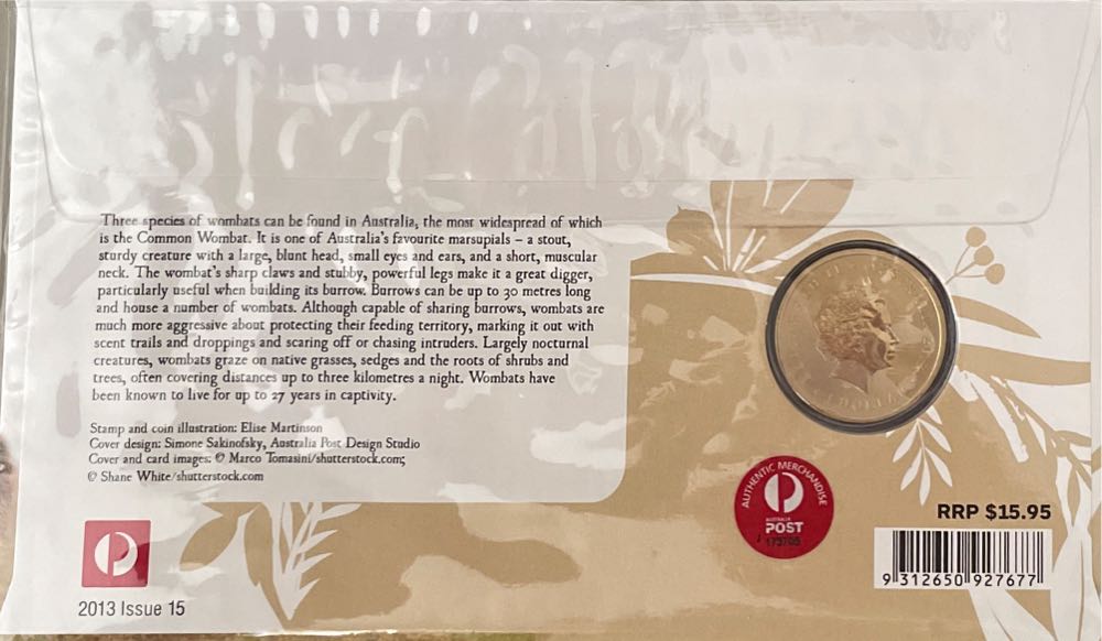 Pnc Cover: Australian Bush Babies Wombat Perth Mint $1 Bush Coin Australia The  stamp collectible [Barcode 9312650927677] - Main Image 2