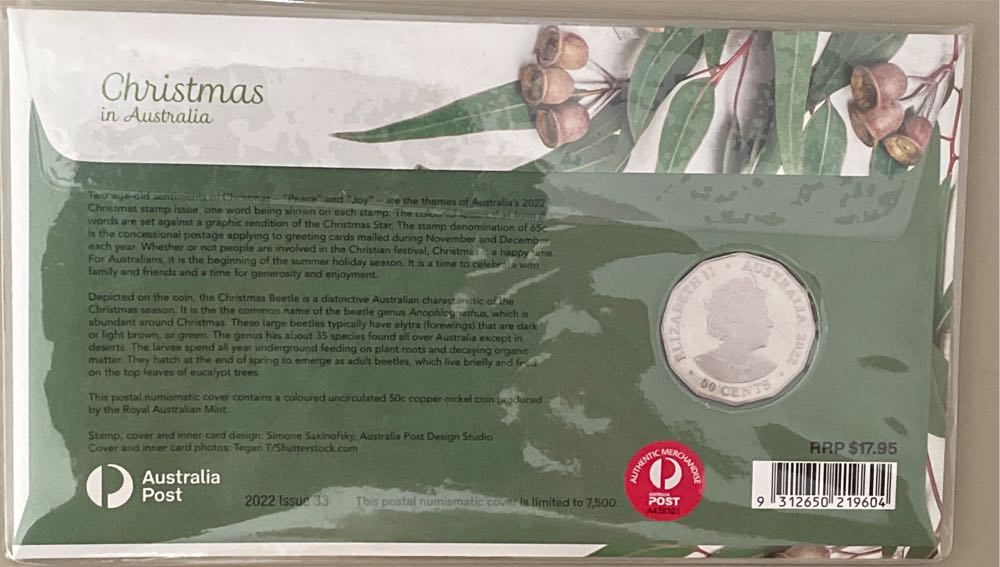Pnc Australia Christmas In Australia Ram 50c Coloured Coin  stamp collectible [Barcode 9312650219604] - Main Image 2