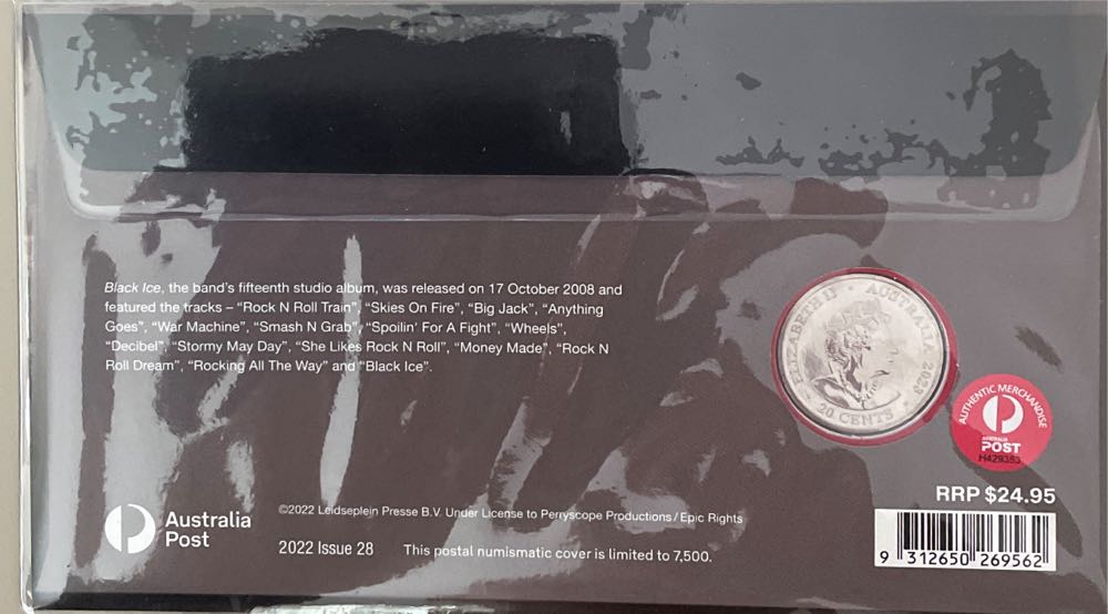 Pnc Australia Ac Dc Black Ice 15th Anniversary Ram 20c Coin  stamp collectible [Barcode 9312650269562] - Main Image 2