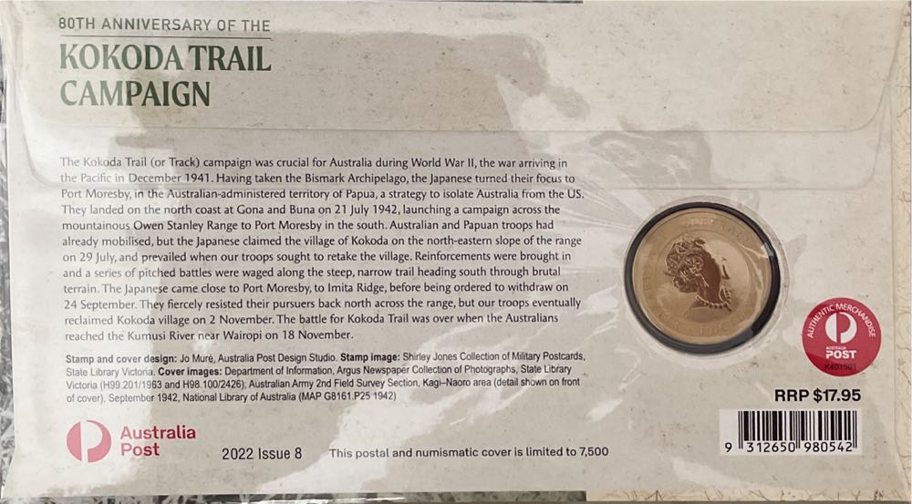 Pnc Australia Kokoda Trail Campaign 80th Anniversary Perth Mint $1 Coin  stamp collectible [Barcode 9312650980542] - Main Image 2