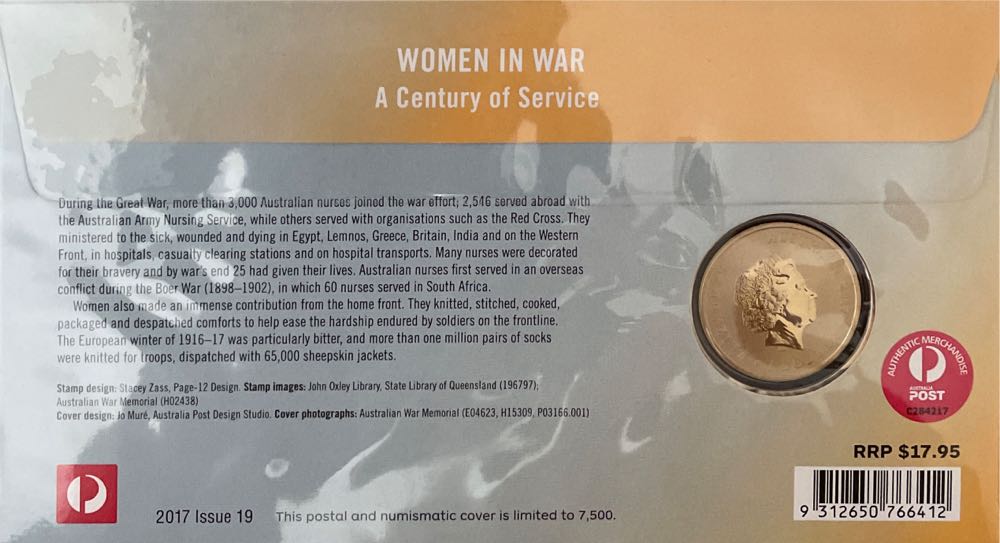 Pnc Ustralia Women In War Centenary Of Service Perth Mint $1 Coin Australia  stamp collectible [Barcode 9312650766412] - Main Image 2