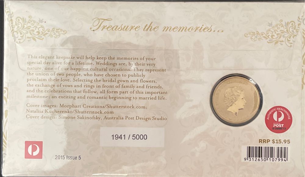 Pnc Australia On Your Wedding Day Perth Mint $1 Coin Limited Edition 5000  stamp collectible [Barcode 9312650107994] - Main Image 2