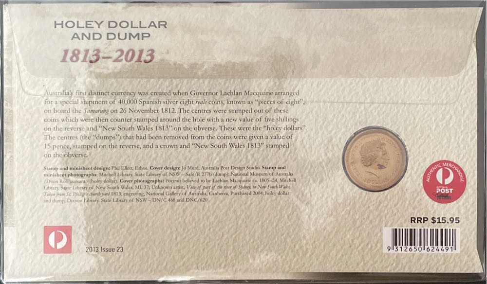 Pnc Australia Holey Dollar And Dump Ram $1 Commemorative Coin 1813  stamp collectible [Barcode 9312650624491] - Main Image 2