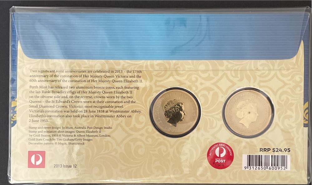 Pnc Australia Queens’ Coronations 2 X Perth Mint $1 Commemorative Coins  stamp collectible [Barcode 9312650600952] - Main Image 2
