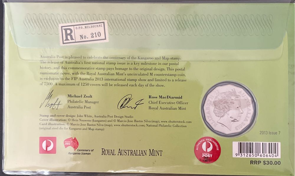 Kangaroo And Map 1913 - 2013  stamp collectible [Barcode 9312650606404] - Main Image 2