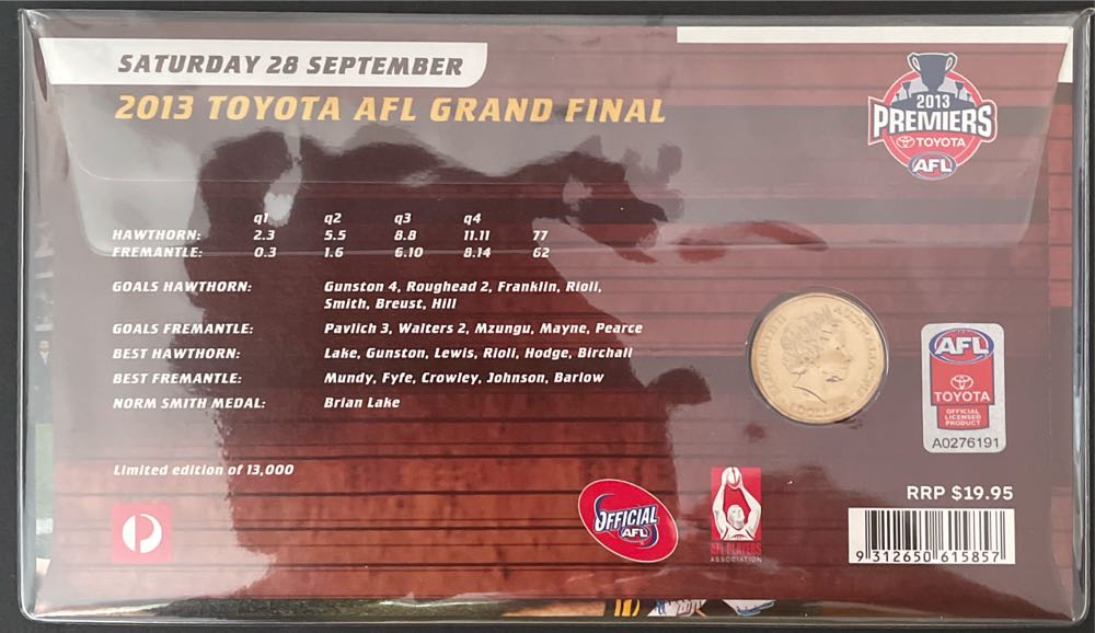 Pnc Australia Hawthorn Hawks Afl Premiers Ram $1 Commemorative Coin  stamp collectible [Barcode 9312650615857] - Main Image 2