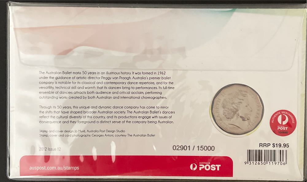 50c Coin The Australian Ballet 50 Years Ram 50c Pnc Limited Cover: Cent Australia Ed 15000  stamp collectible [Barcode 9312650119706] - Main Image 2