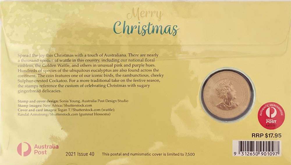 Pnc Australia Merry Christmas Perth Mint $1 Commemorative Coin  stamp collectible [Barcode 9312650901097] - Main Image 2