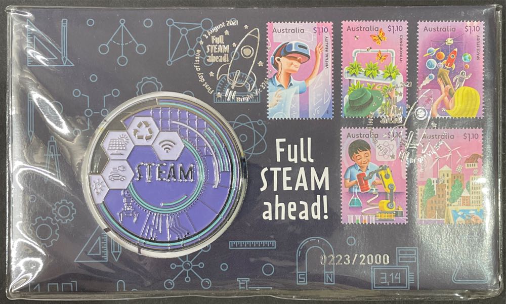 Pnc Australia Full Steam Ahead! Glow In The Dark Medallion Limited Ed 2000  stamp collectible [Barcode 9312650838232] - Main Image 3