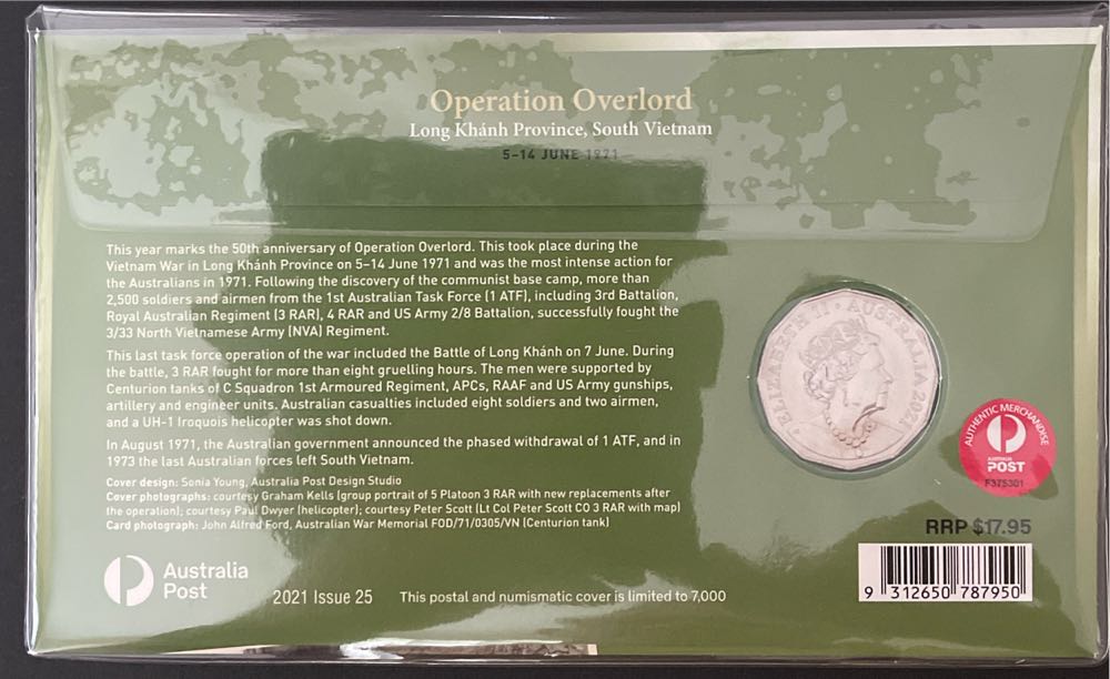 Pnc Australia Operation Overlord Ppe Ram 50c Battle Of Long Khanh Coin  stamp collectible [Barcode 9312650787950] - Main Image 2