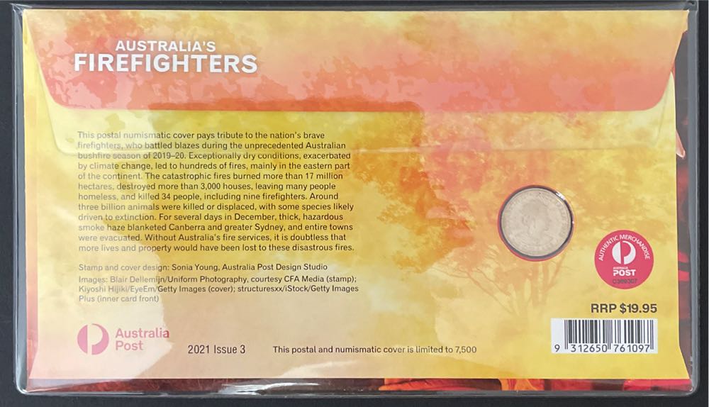 Pnc Australia Australia’s Firefighters Ram $2 Colour Coin & Rare Fdc Australian Two Dollar Coloured  stamp collectible [Barcode 9312650761097] - Main Image 2