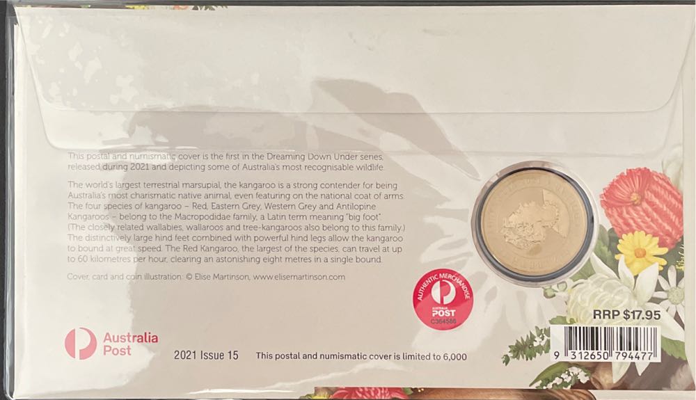 Pnc Australia Dreaming Down Under Kangaroo Perth Mint $1 Coin  stamp collectible [Barcode 9312650794477] - Main Image 2