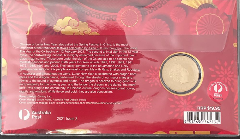Pnc Australia Christmas Island Chinese New Year Dragon Pm $1 Coin L E 8888  stamp collectible [Barcode 9312650747732] - Main Image 2