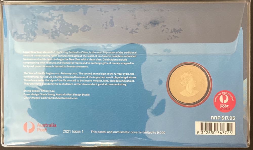 Pnc Australia Christmas Island Lunar New Year Ox Perth Mint $1 Coin  stamp collectible [Barcode 9312650747725] - Main Image 2