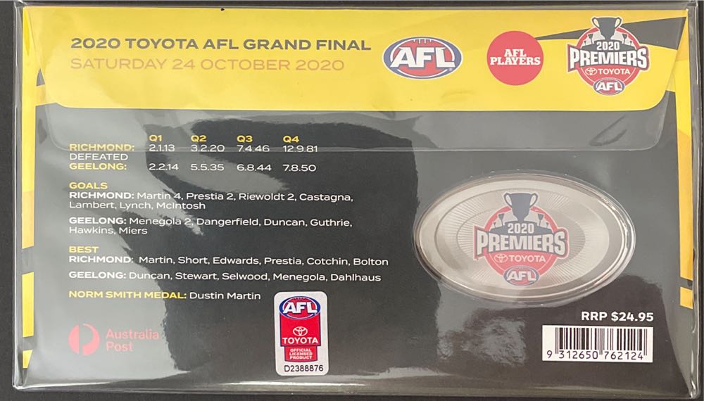 Richmond Tigers Afl Premiers Medallion Limited Edition Richmond Pnc Australia  stamp collectible [Barcode 9312650762124] - Main Image 2