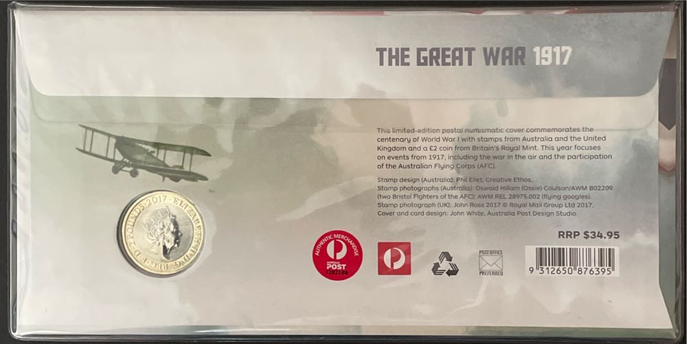Pnc Australia The Great War 1917 Uk Royal Mint £2 Coin Limited  stamp collectible [Barcode 9312650876395] - Main Image 2