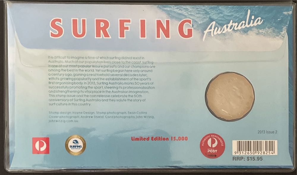 Pnc Australia Surfing Australia Ram 50c Commemorative Coin  stamp collectible [Barcode 9312650928254] - Main Image 2
