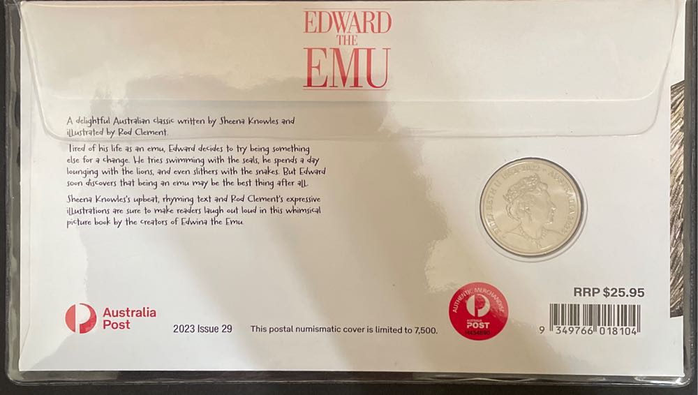 Pnc Australia Edward The Emu 35 Years Ram 20c Coloured Coin  stamp collectible [Barcode 9349766018104] - Main Image 2