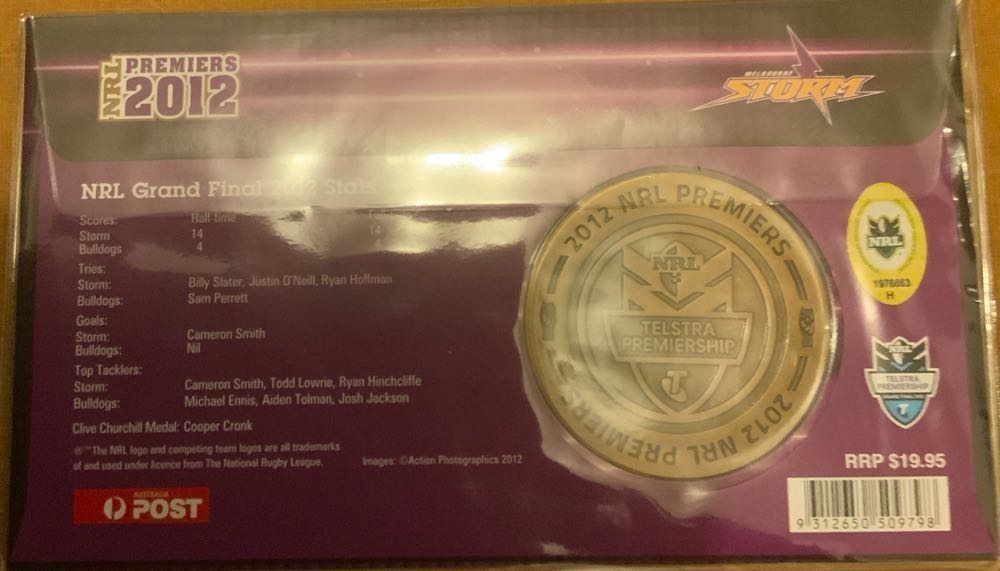 Pnc Australia Melbourne Storm Nrl Premiers Medallion Limited Edition 3500  stamp collectible [Barcode 9312650509798] - Main Image 2