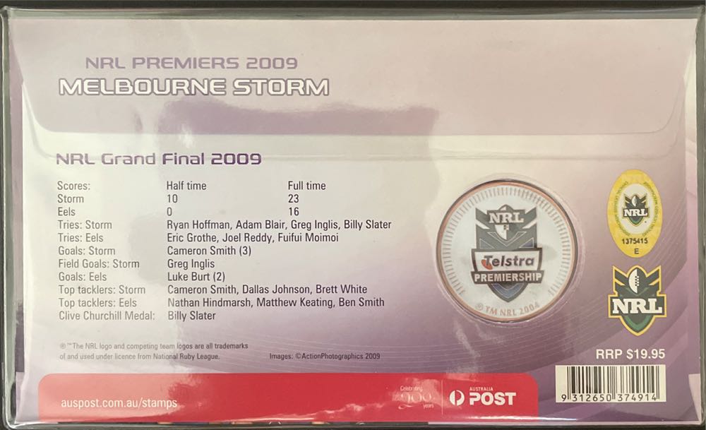 Pnc Melbourne Storm Nrl Premiers Medallion  stamp collectible [Barcode 9312650374914] - Main Image 2