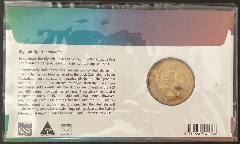 Australia Pnc Australia Olympic Sports Aquatics Swimming Ram $5 Commemorative Coin Cover:  stamp collectible [Barcode 9312650148362] - Main Image 2