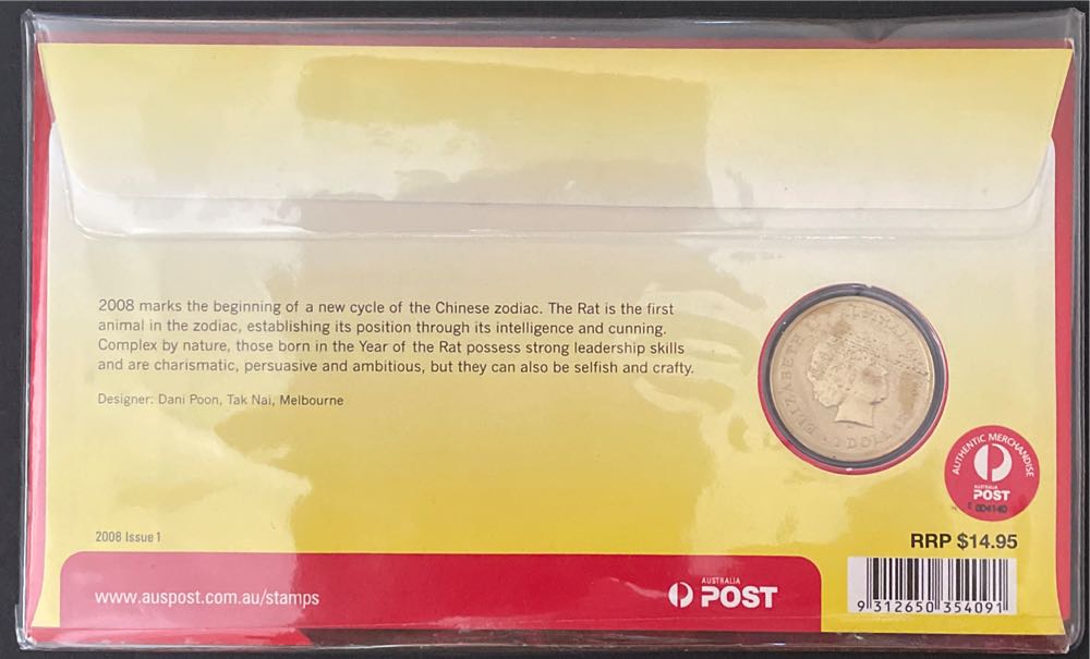Christmas Island Lunar New Year Of The Rat Perth Mint $1 Coin Pnc Australia Christmas  stamp collectible [Barcode 9312650354091] - Main Image 2