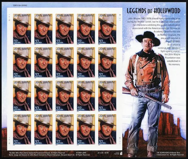 Legends Of Hollywood John Wayne  stamp collectible - Main Image 2