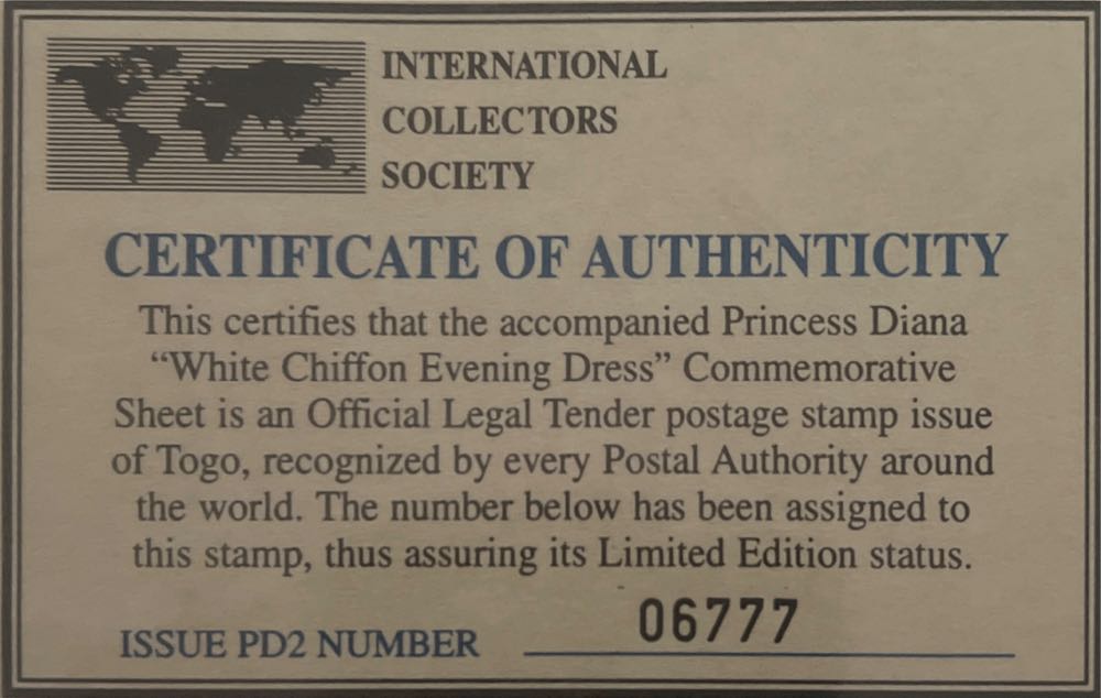 International Collectors Society Princess Diana   stamp collectible - Main Image 2