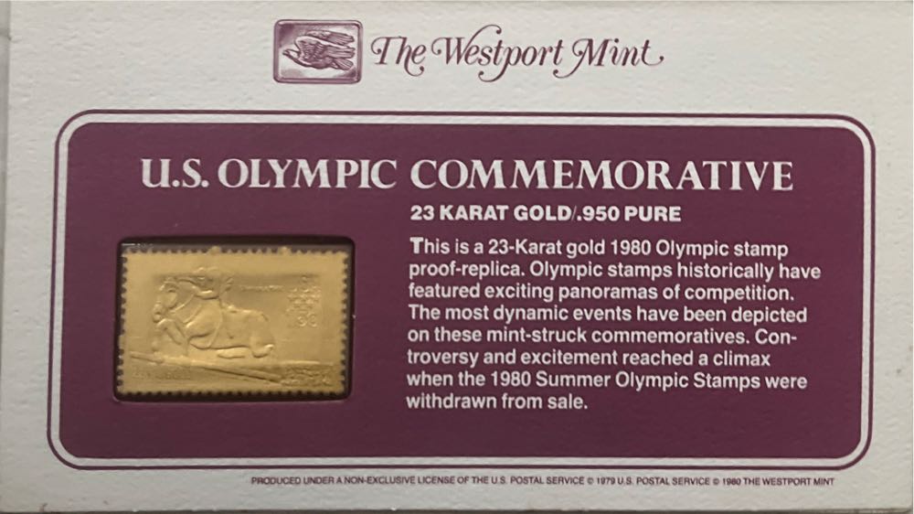 US Olympic Commemoritive 23 Carat Gold  stamp collectible - Main Image 4