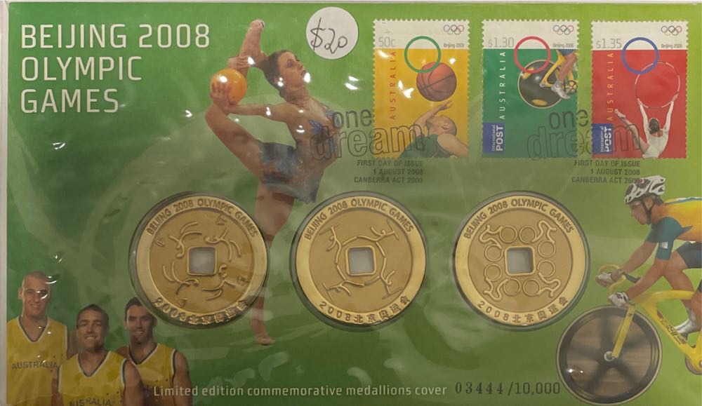 Games Beijing Olympic Games & Limited Edition Low Australia 3 Medallion Medallions Pnc 10000 Australian Pnc: Commemorative  stamp collectible [Barcode 9312650359638] - Main Image 3