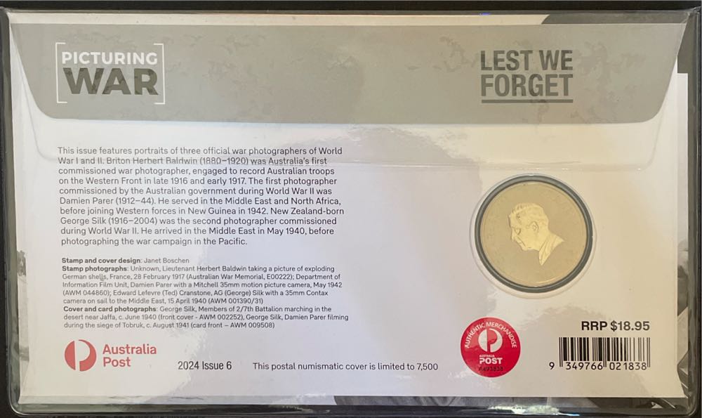 Anzac Day $1 Perth Mint & Coin Pnc Gf Health  stamp collectible [Barcode 9349766021838] - Main Image 2