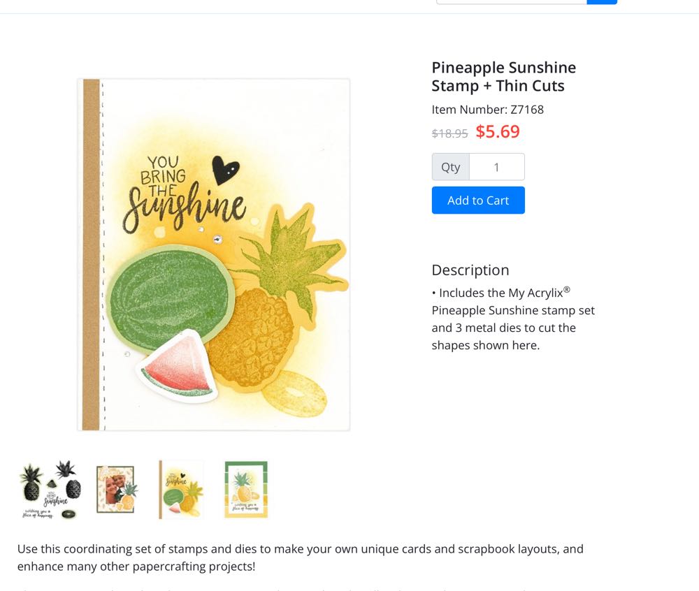 Z7168 Pineapple Sunshine With Thin Cuts  stamp collectible - Main Image 3