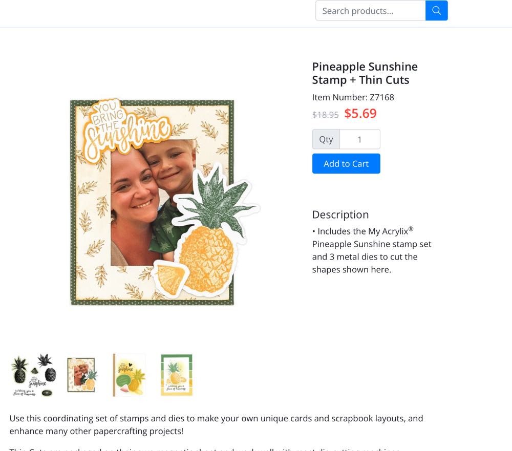 Z7168 Pineapple Sunshine With Thin Cuts  stamp collectible - Main Image 4